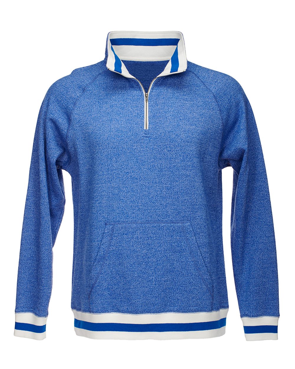 JAmerica Quarter Zip Fleece Top Long sleeve Pouch Pockets Peppered Royal Blue XXL
