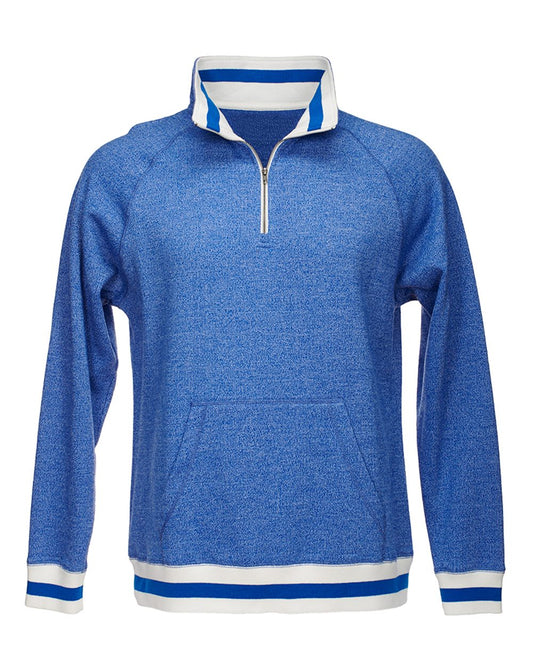 JAmerica Quarter Zip Fleece Top Long sleeve Pouch Pockets Peppered Royal Blue XXL
