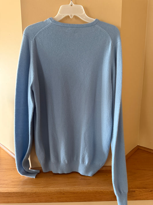 100% Scottish Cashmere Crew Neck Sweater Size 40 Sky Blue Long Sleeve