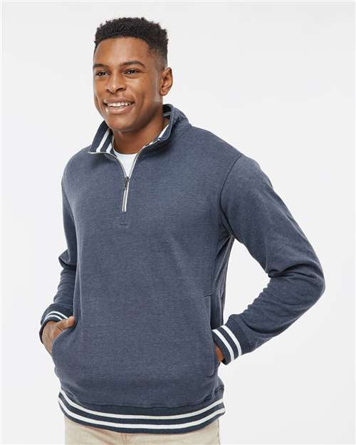 JAmerica 1/4 Zip Fleece Long Sleeve Navy/White XXL