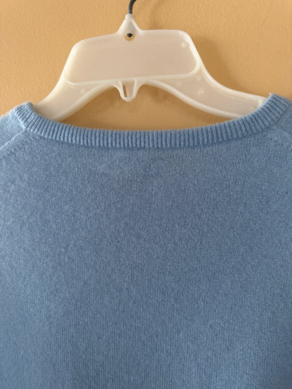 100% Scottish Cashmere Crew Neck Sweater Size 40 Sky Blue Long Sleeve