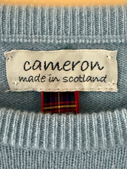 100% Scottish Cashmere Crew Neck Sweater Size 40 Sky Blue Long Sleeve