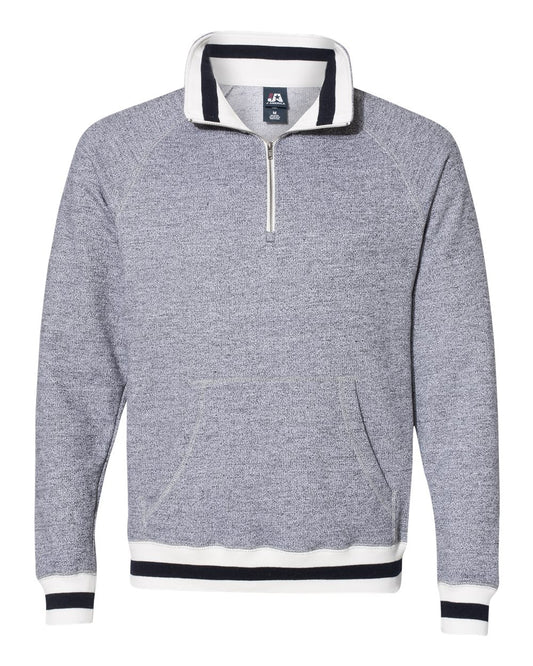 JAmerica Peppered Navy Blue Quarter Zip Fleece Long Sleeve