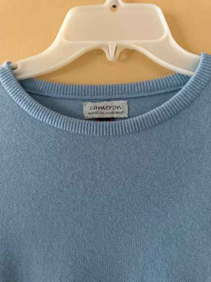 100% Scottish Cashmere Crew Neck Sweater Size 40 Sky Blue Long Sleeve
