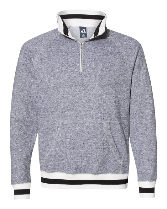 JAmerica Peppered Navy Blue Quarter Zip Fleece Long Sleeve
