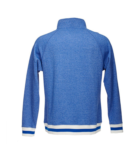 JAmerica Quarter Zip Fleece Top Long sleeve Pouch Pockets Peppered Royal Blue XXL